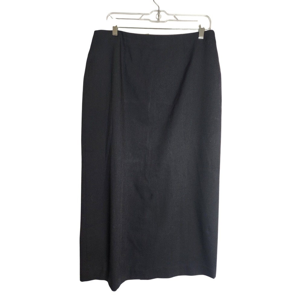 Eddie Bauer Womens Black Wool Blend Stretch Midi Pencil Skirt Size 16 NWT
